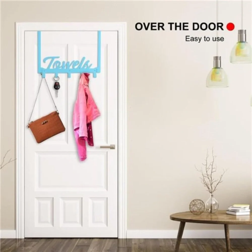 Over The Door Hooks Towel Rack for Bathroom Wall Mount Towel Hanger Beach Blue